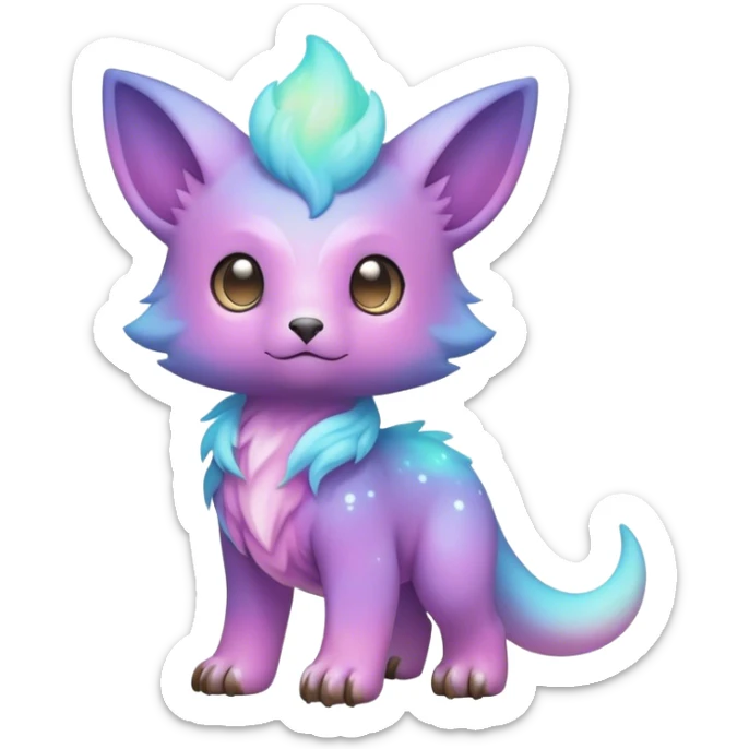 Cute cool colorful pastel nebula fantasy animal hybrid Fakemon full body  sticker