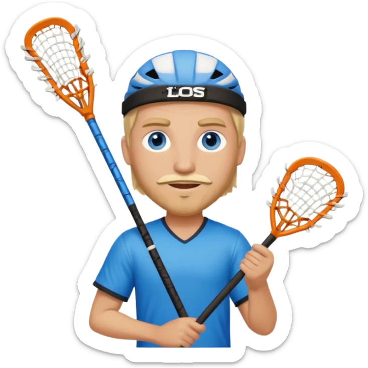 Blonde white with blue eyes and slight facial hair lacrosse guy  sticker
