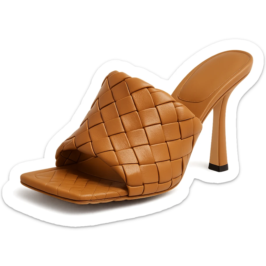 Bottega Veneta inspired luxury designer shoes, elegant, iconic woven leather, fashion footwear sticker