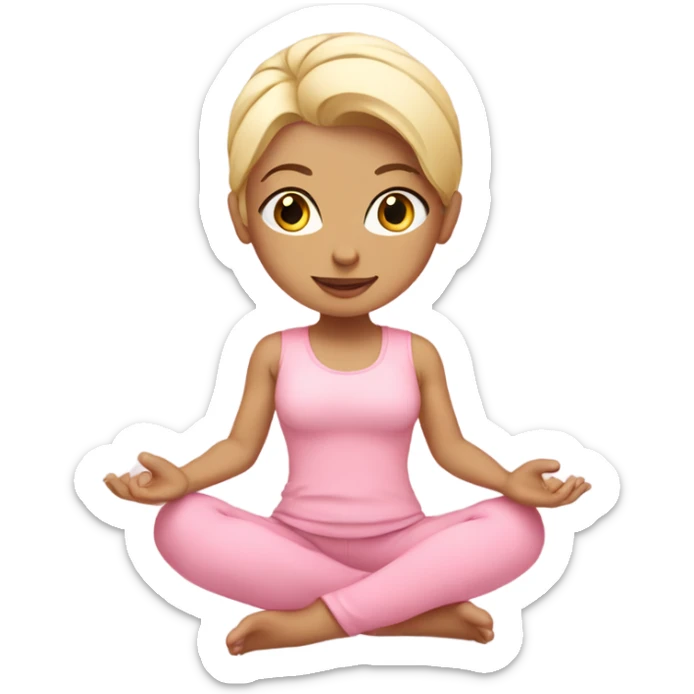 yoga girl with blonde hair and baby pink outfit sticker