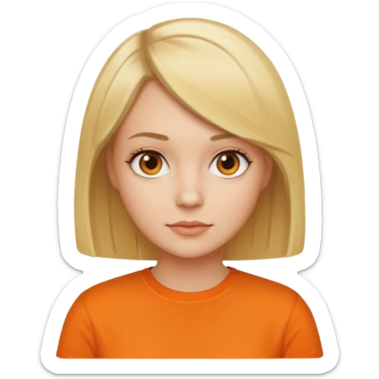 Women with blond hair bob and orange shirt sticker
