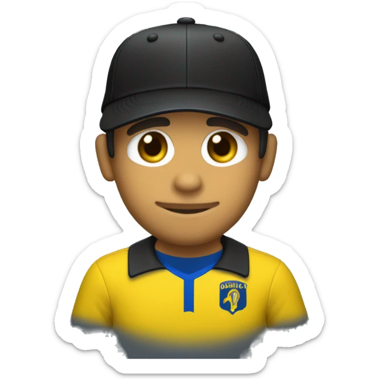 chico con gorro de lana y de color negro y camisa de la boca juniors y color de piel amarilla  sticker