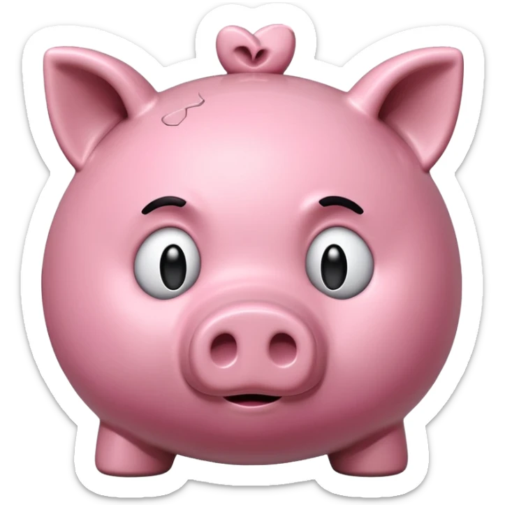 emoji of sad unhappy piggy bank, right view sticker