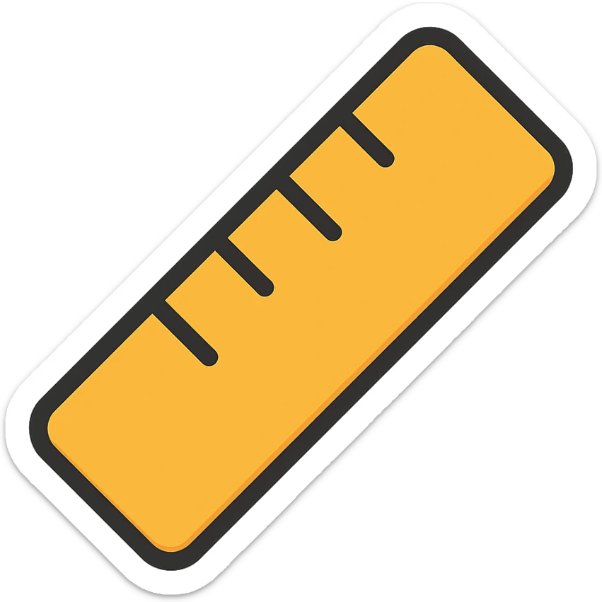 Add color to the minimal design straight ruler icon with lineal color and black outlines, maintaining simplicity and clarity. sticker