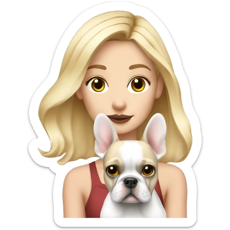 Blonde girl with merle french bulldog sticker