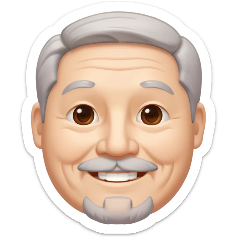 "- Nam
- 50 tuổi
- Da trắng, có nếp nhăn
- Tóc xám
- Cười mỉm, mặt mũm mĩm, râu quai nón
" sticker