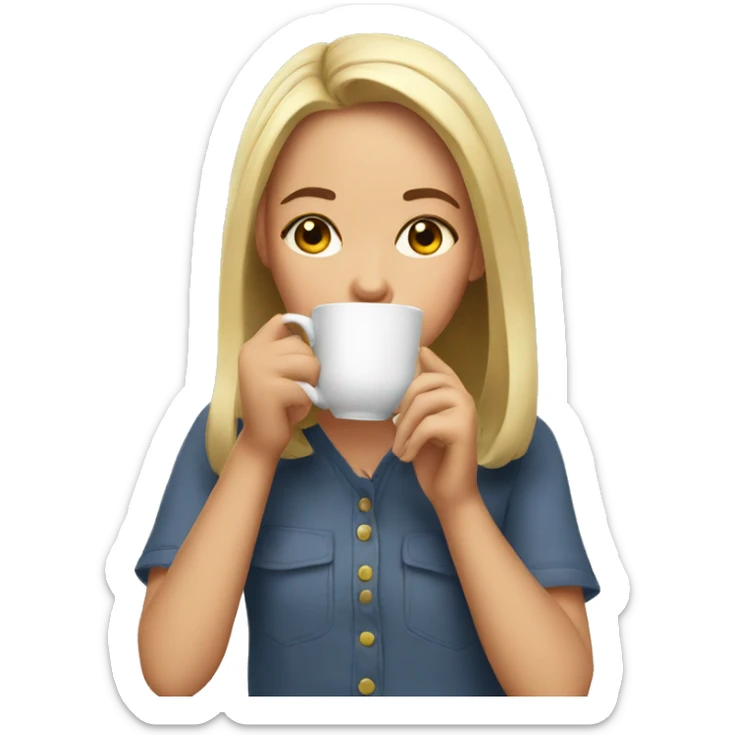 Girl sipping tea sticker
