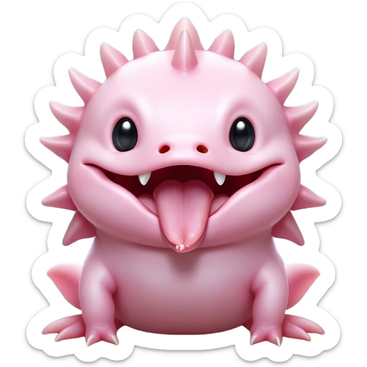 Cinematic Cute Yawning Axolotl Portrait Emoji, Head tilted slightly with a dramatic, wide-open yawn, showcasing smooth, pale pink skin with softly drooping feathery gills, eyes barely open in drowsy contentment, Simplified yet irresistibly adorable features, highly detailed, glowing with a soft, cozy glow, high shine, relaxed yet expressive, stylized with a touch of whimsy, bright and endearing, soft glowing outline, capturing the essence of a sleepy yet affectionate aquatic creature, so drowsy it feels like it could stretch out of the screen and curl up for a nap! sticker