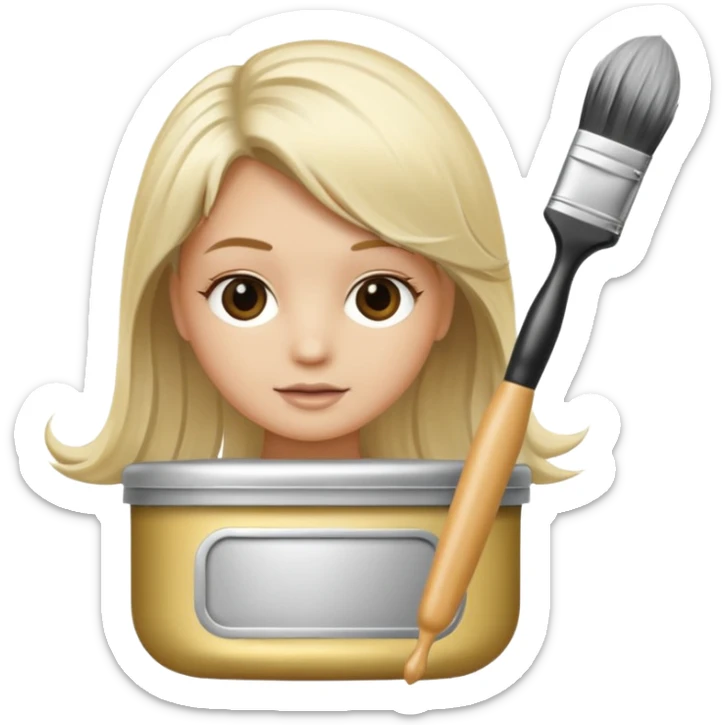 tube of blonde hair dye with a brush next to it sticker