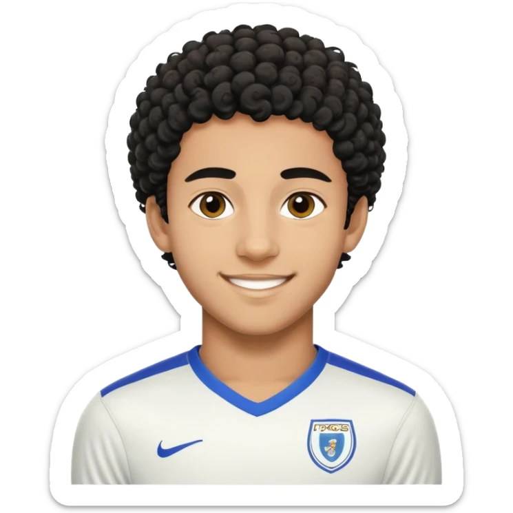 portrait of Lamine Yamal, young footballer, short curly hair, smiling sticker