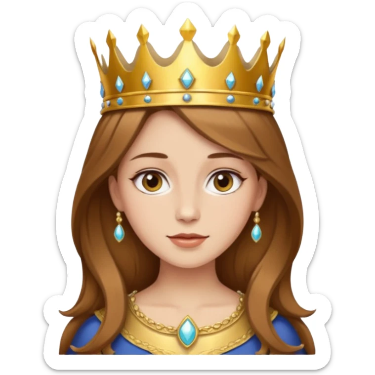 Kumral kahverengi saçlı bir kadın kafasında taç sticker