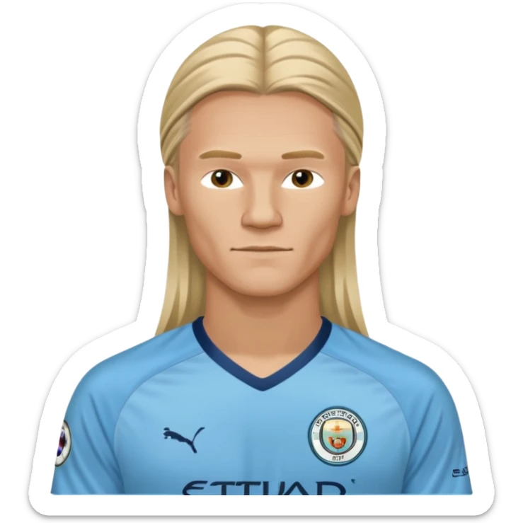 Erling Haaland long hair doing the lotus Manchester city  sticker