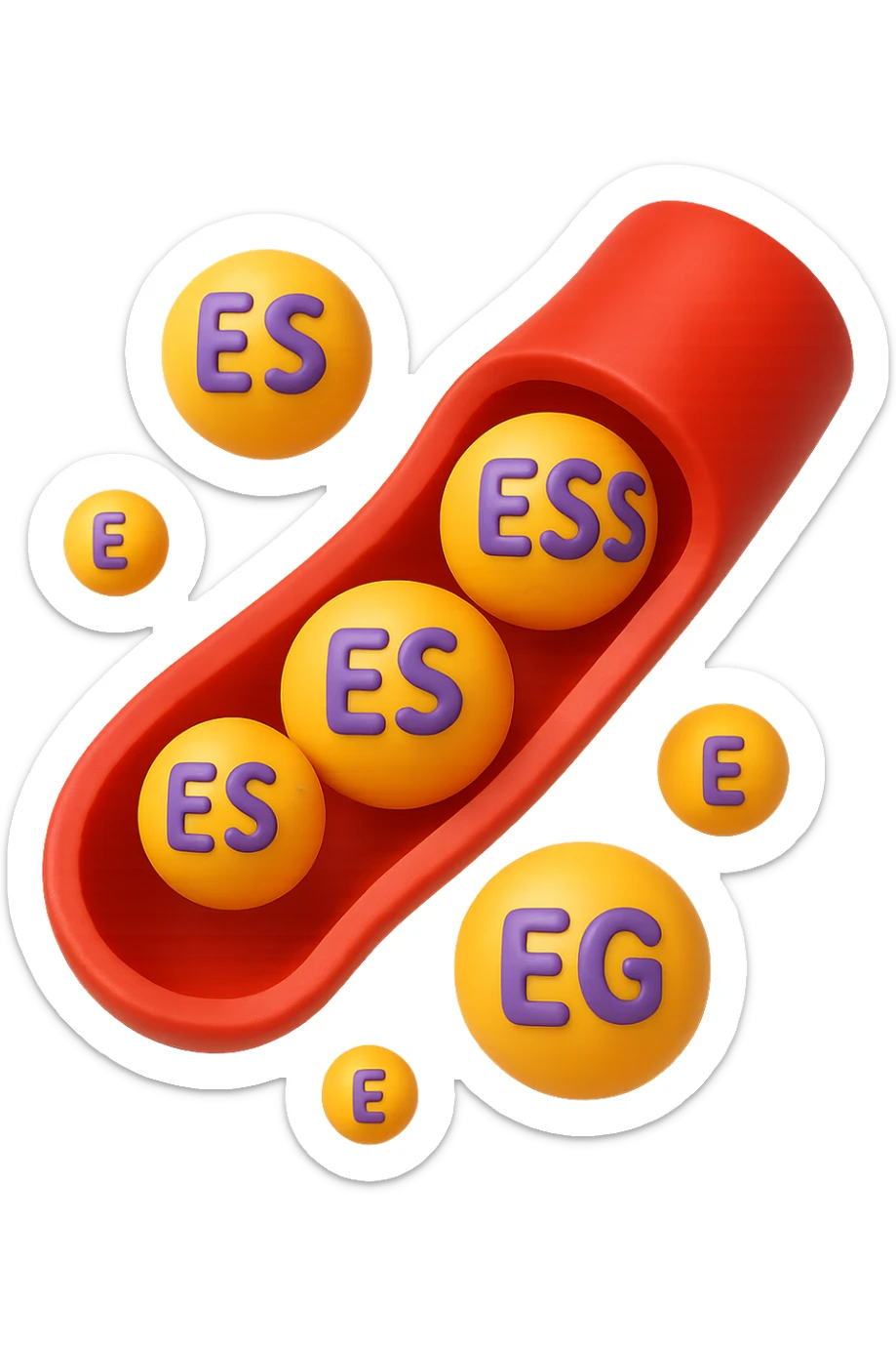 EMOJI STILE IPHONE 3D DI particelle di ormoni estrogeni che circolano in una vena umana sticker