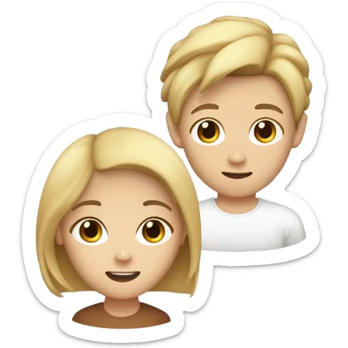 asian boy with cinnamon skin and white girl with blond hair  sticker