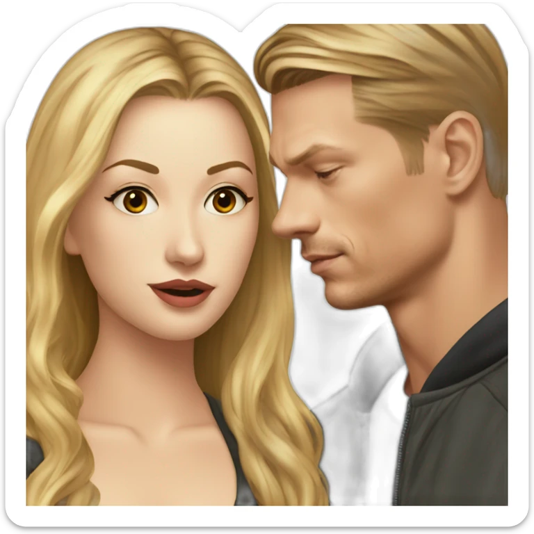 Joel Kinnaman kisses a white girl with light brown hair sticker