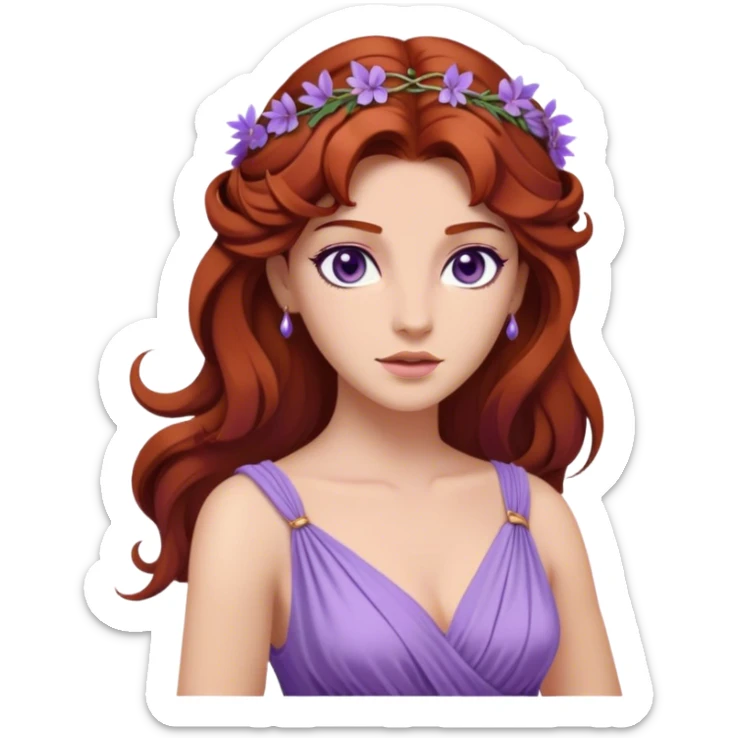 In Disney’s Hercules (1997), Megara is a witty and independent woman with long  auburn hair, purple eyes, and a lavender Grecian-style dre sticker