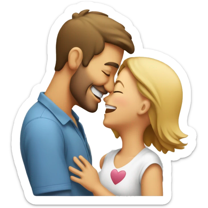 Dad and Mom kiss the child, and the child laughs happily. sticker