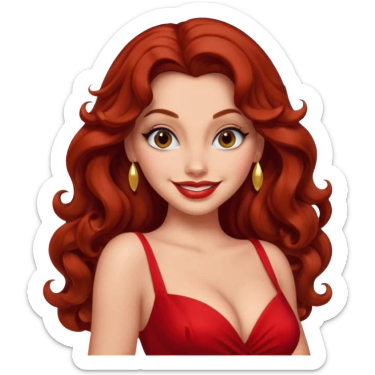Jessica rabbit, but with Brown hair . Hair is curly, brown and long  sticker