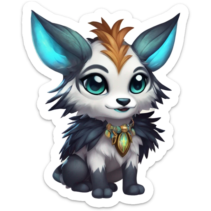 Cool cute Kawaii edgy fantasy shiny chibi animal creature fursona Fionbri vernid by griffsnuff & LiLaiRa & Falvie full bodyal sticker