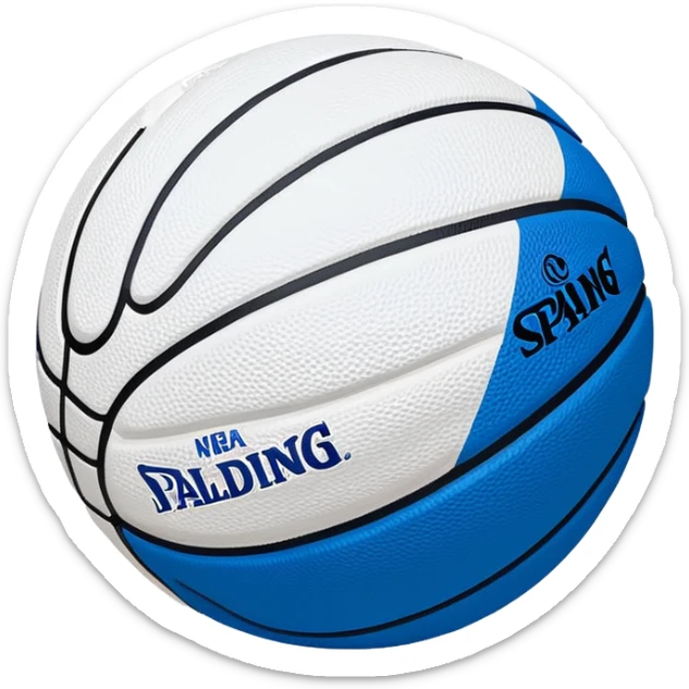 minimalist blue Spalding basketball with simple NBA logo, few colorful lines, clean design sticker