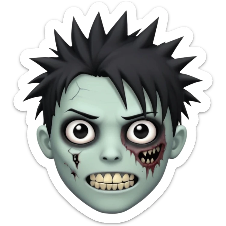 zombie emo boy with spiky hair and grillz with a black shirt sticker
