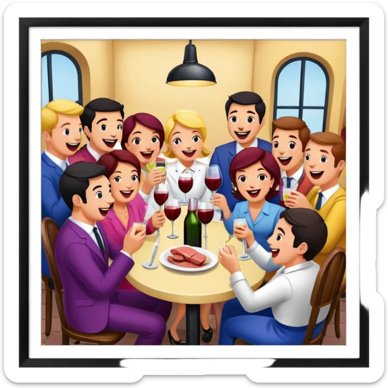 wine Party at a french SPAM meat cafe LANDSCAPE  sticker