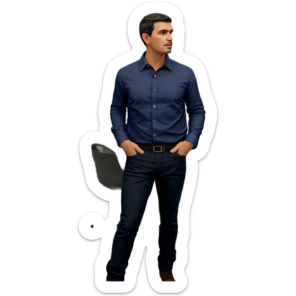male in collared shirt indoors sticker