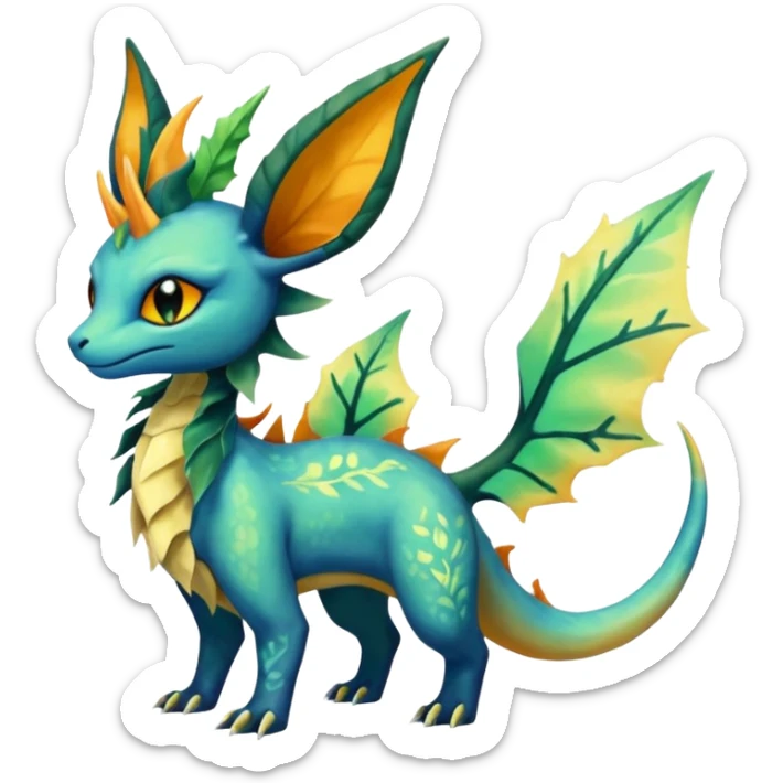Shiny ethereal elemental swampy Salandit-Leafeon-Vaporeon-hybrid-fusion (full body) sticker