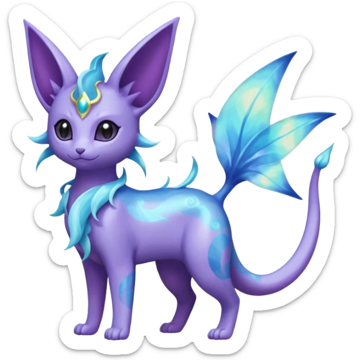 Shiny Nebulae Delcatty-Purrloin-Espeon-Lumineon-Vaporeon-Amaura-Dragonair-Fakémon-hybrid-creature (full body)  sticker