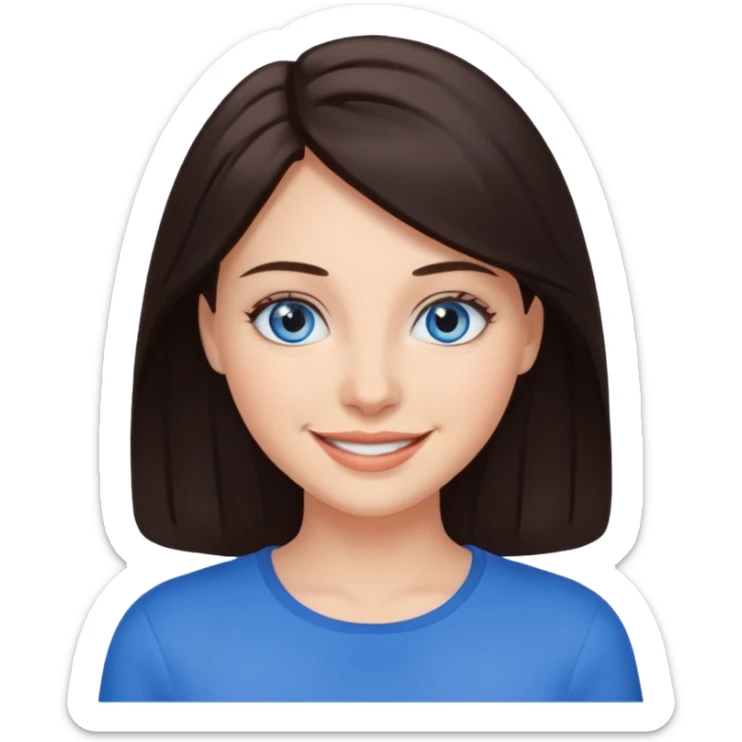 Chica pelo castaño oscuro y ojos azules que parezca más mayor y más guapa sticker