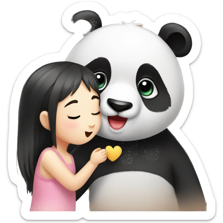 Panda with cute and emotional eyes doing  kisses  to girl  sticker