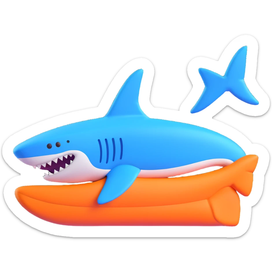 3D emoji of a Nike shoe shaped like a blue shark, icon style sticker
