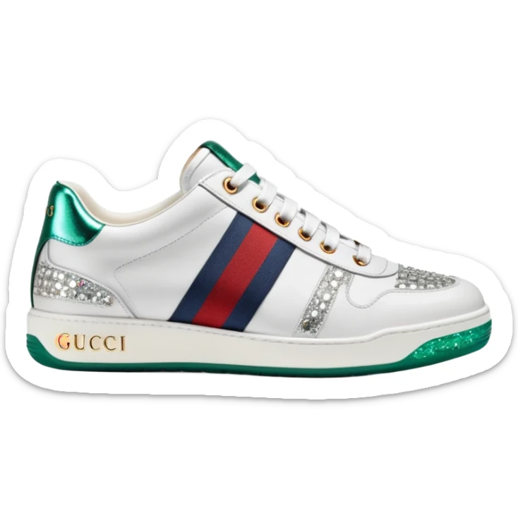 Ultra realistic, detailed, side view, Gucci, Women's GG crystal Screener sneaker sticker