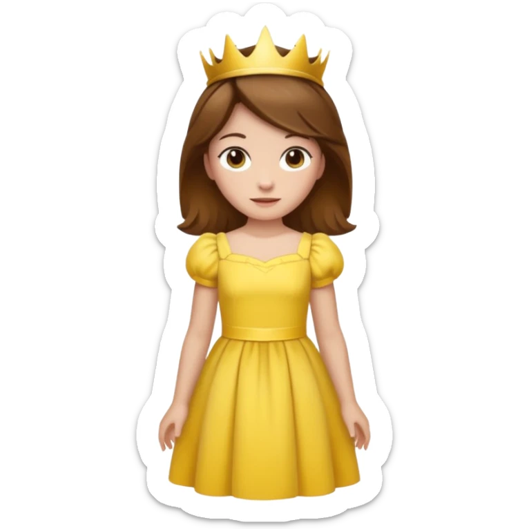Princess daisy yelllow dress standing with brown hair sticker