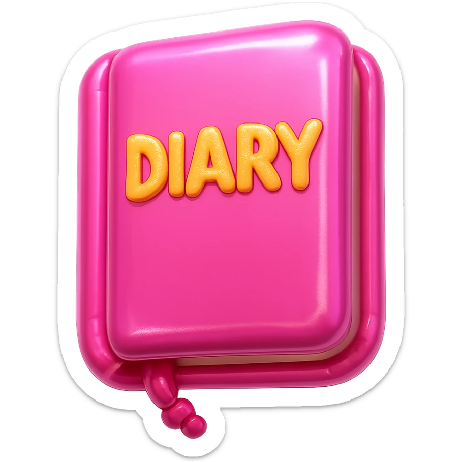 a pink diary, balloon style sticker