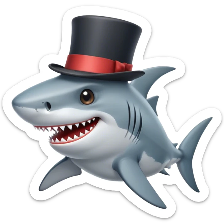 Shark with a top hat sticker