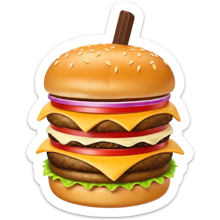 Crea una escena que contenga una hamburguesa, un frappé y papas fritas sticker