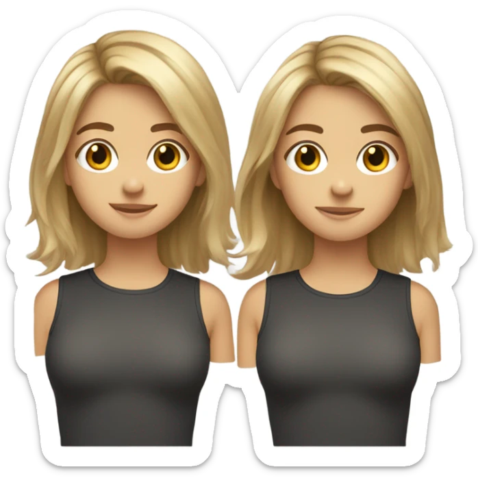 a 15 year old girl with shoulder length messy hair (brown to blonde) brown eyes and a black top sticker