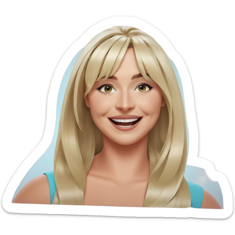 smiling girl with blonde hair sticker