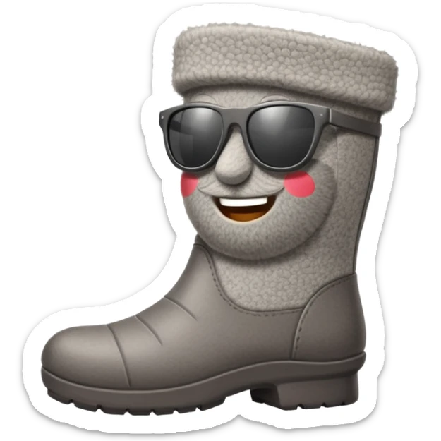 A cute traditional Russian felt boot (valenok) with a smiling face, wearing sunglasses and looking cool sticker