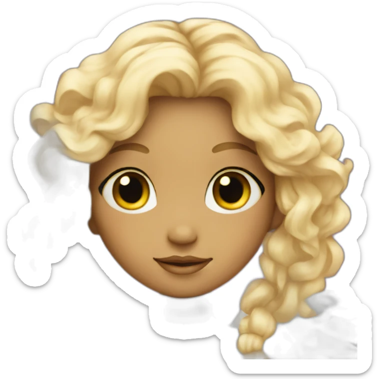 portrait of angel girl with blonde hair and starry background sticker