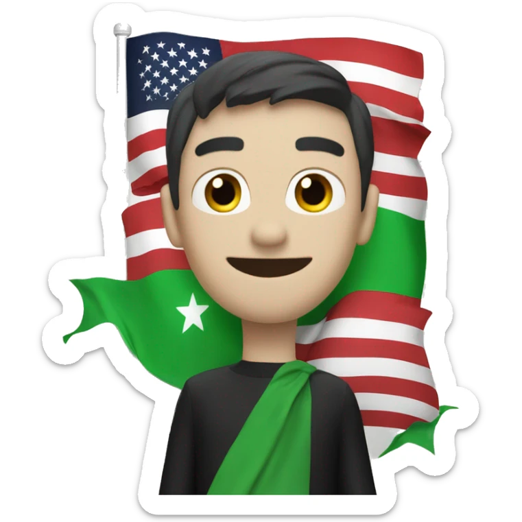 The flag , green, white, black, and in the center of the white color are three red stars sticker