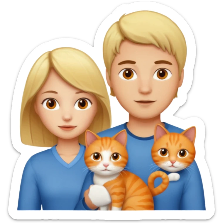 blond-hair-girl-and-brunette-hair-man-and-orange-cat sticker