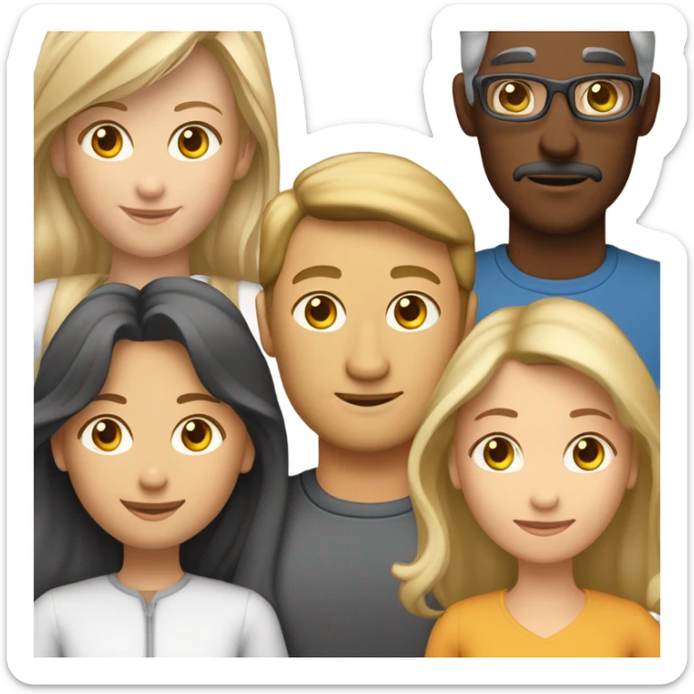 Family: Mann (29 Jahre, braune Haare), Frau (27 Jahre, blonde Haare), Mädchen (3 Jahre, hellbraun), Junge(1 Jahr, blonde Haare) sticker