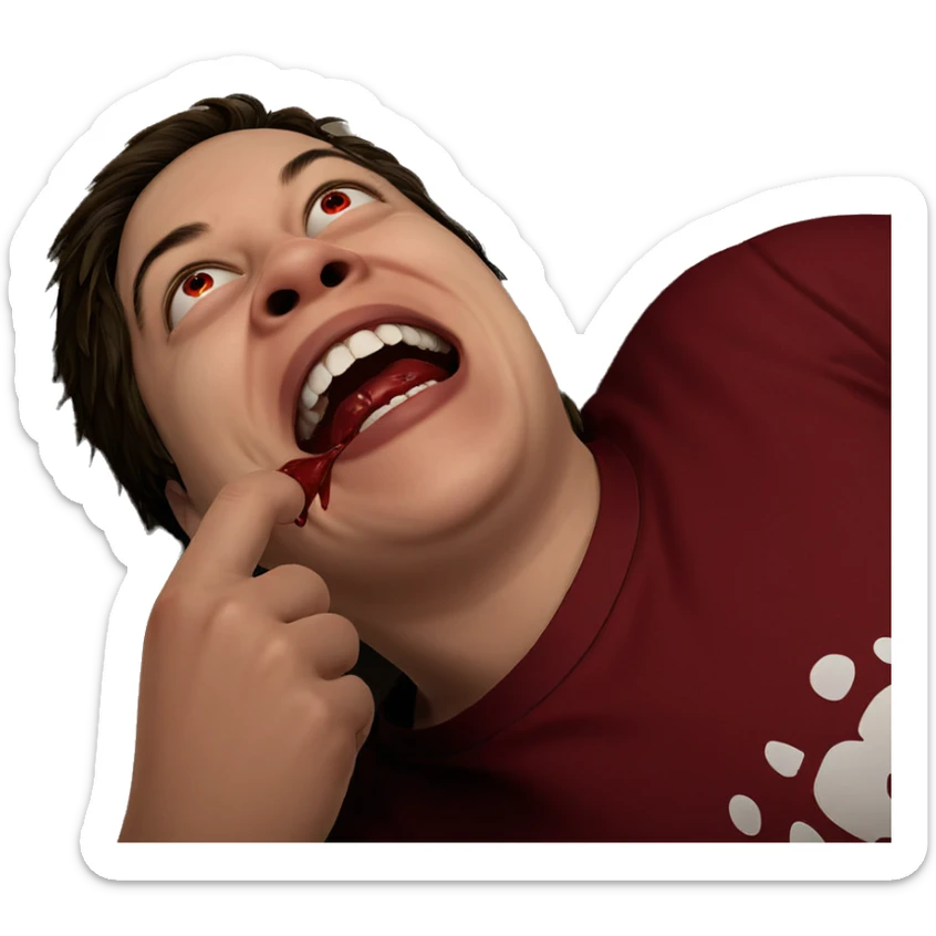 bloodied grin of a boy sticker