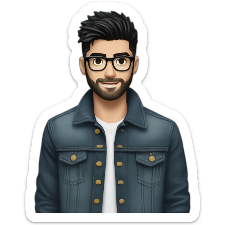 zayn malik sporting a pair of spzayn malik sporting a pair of spectacles with beard and black hair jean jacket sticker