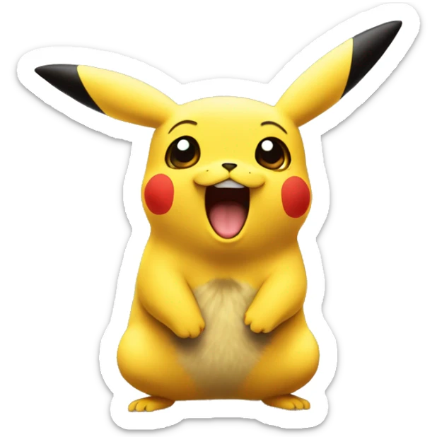 a singular surprised pikachu, in the style of a cartoon targeted towards grown men, realistic sticker
