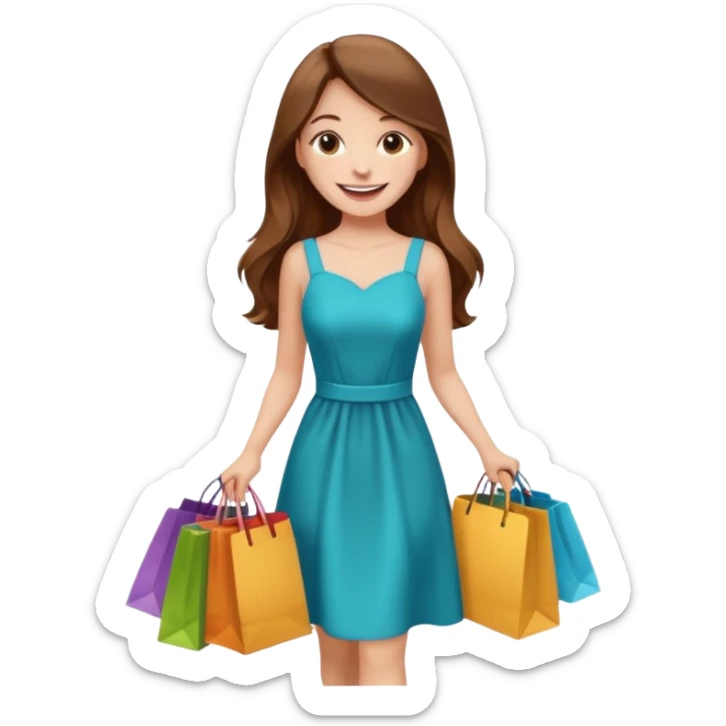 woman with long hair buys clothes in a store, shopping vibe sticker