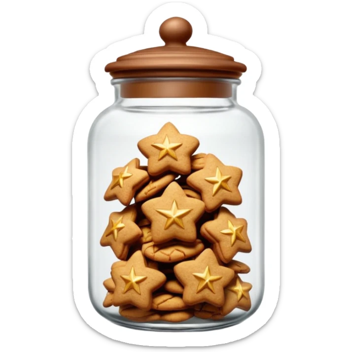 Realistic glass cookie jar with brown lid full of stars ginger cookies sticker