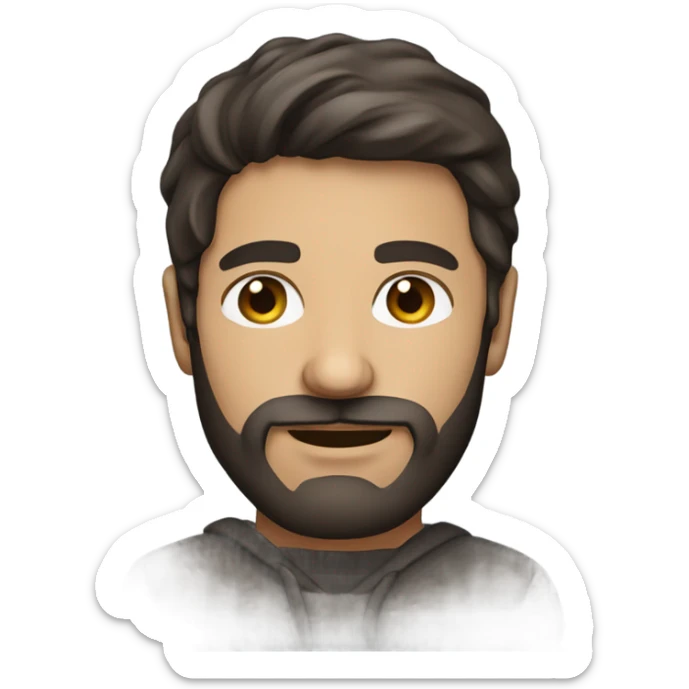 Dark brown hair Italian man with beard wearing a hoodie sticker